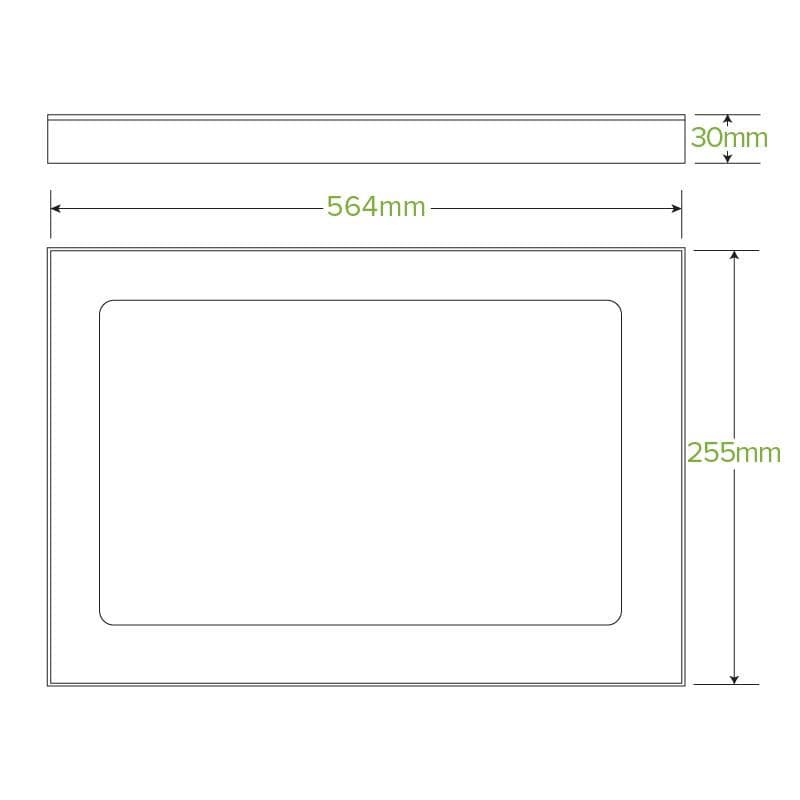 BioPak Large Kraft Board Catering Tray PLA Window Lids measurements