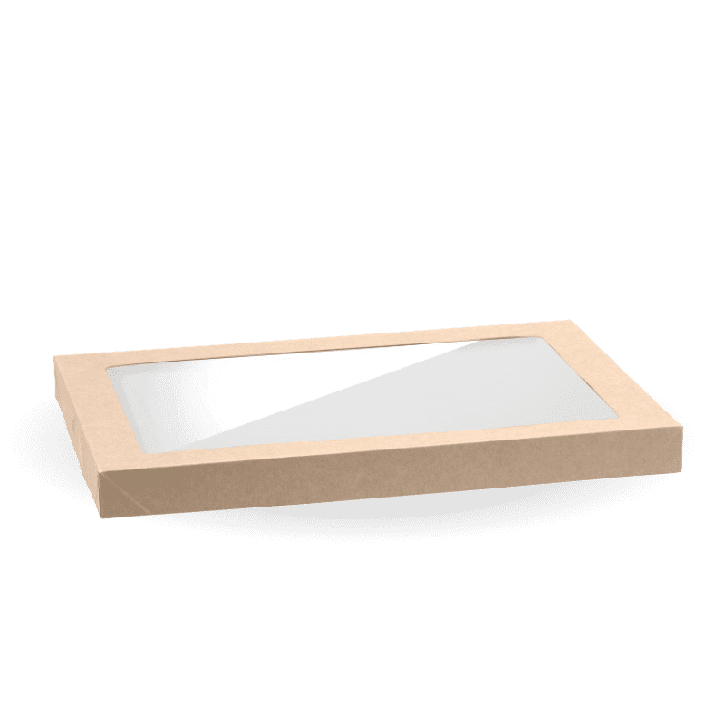 BioPak Medium Kraft Board Catering Tray PLA Window Lids