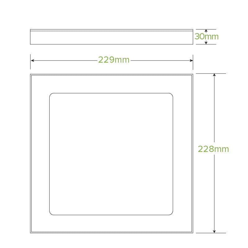 BioPak Small Kraft Board Catering Tray PLA Window Lids measurements