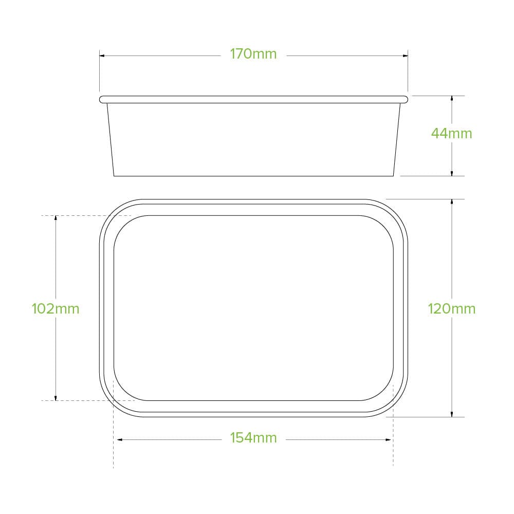 BioPak 500ml Rectangle PLA Lined Paper Container.