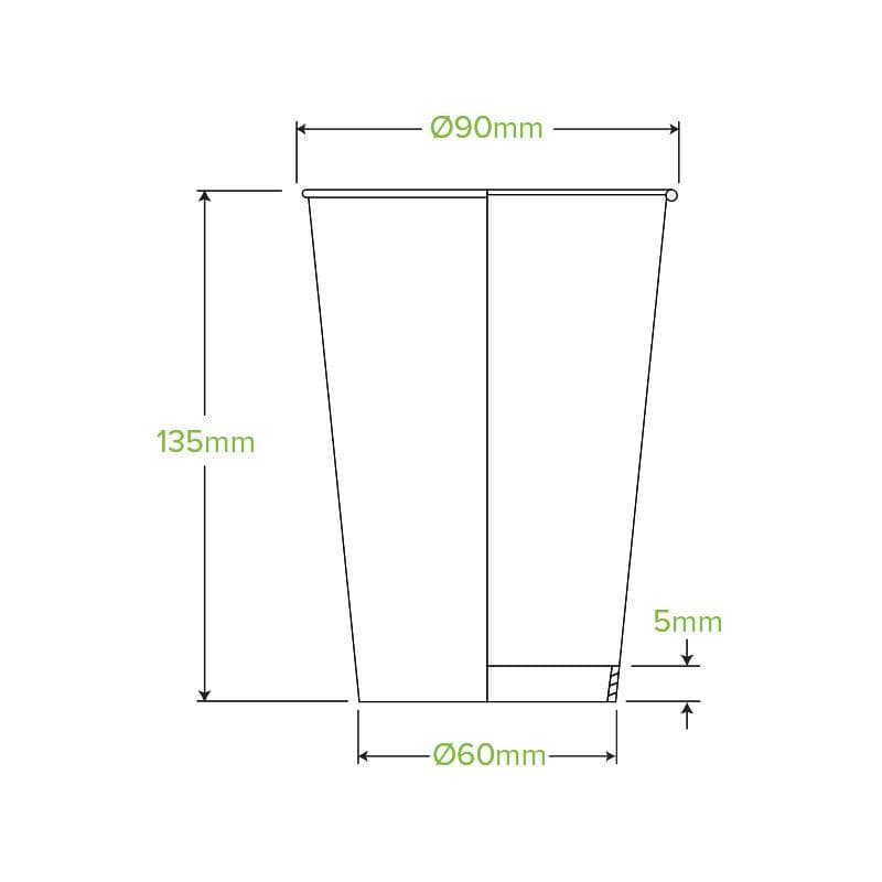 BioPak 16oz Single Wall White BioCup.