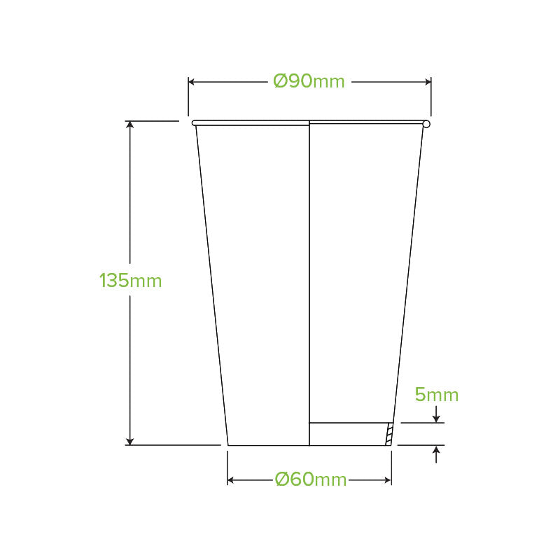 BioPak 16oz Single Wall Green Leaf BioCup.