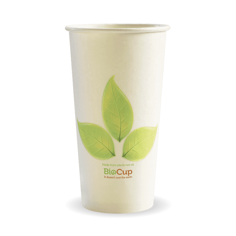 BioPak 20oz Single Wall Green Leaf BioCup.