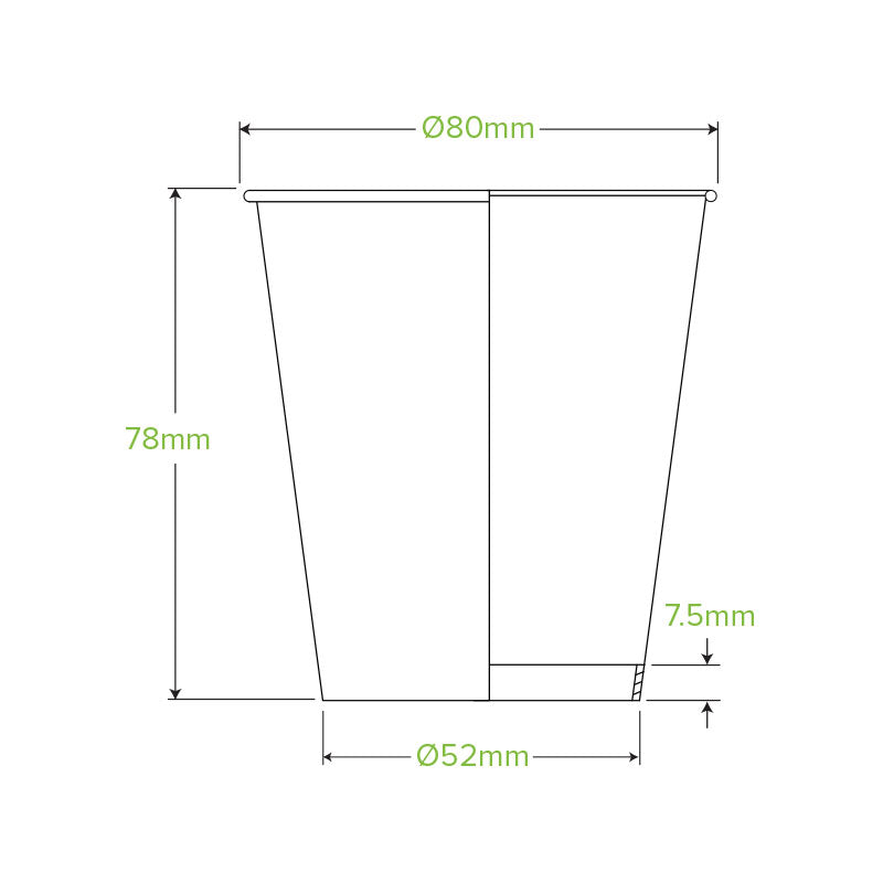 BioPak 6oz BioCup Green line Single Wall.