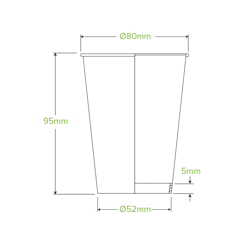 BioPak 8oz Single Wall Green Line BioCup.