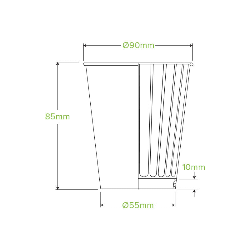 BioPak 8oz (90mm) Double Wall Plain White BioCup.