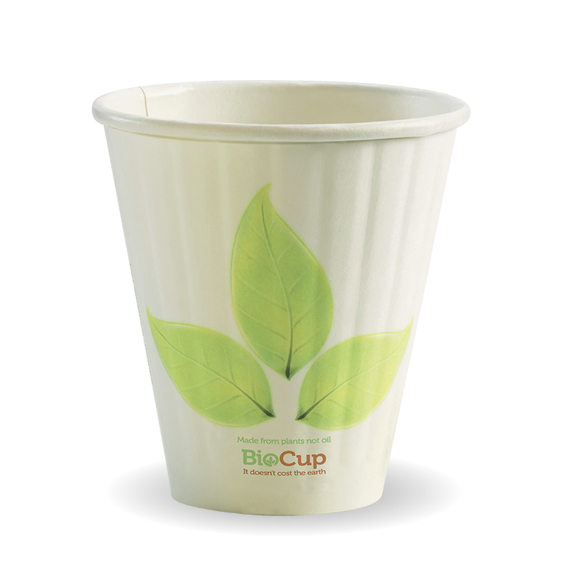 BioPak 8oz (90mm) Double Wall Green Leaf BioCup