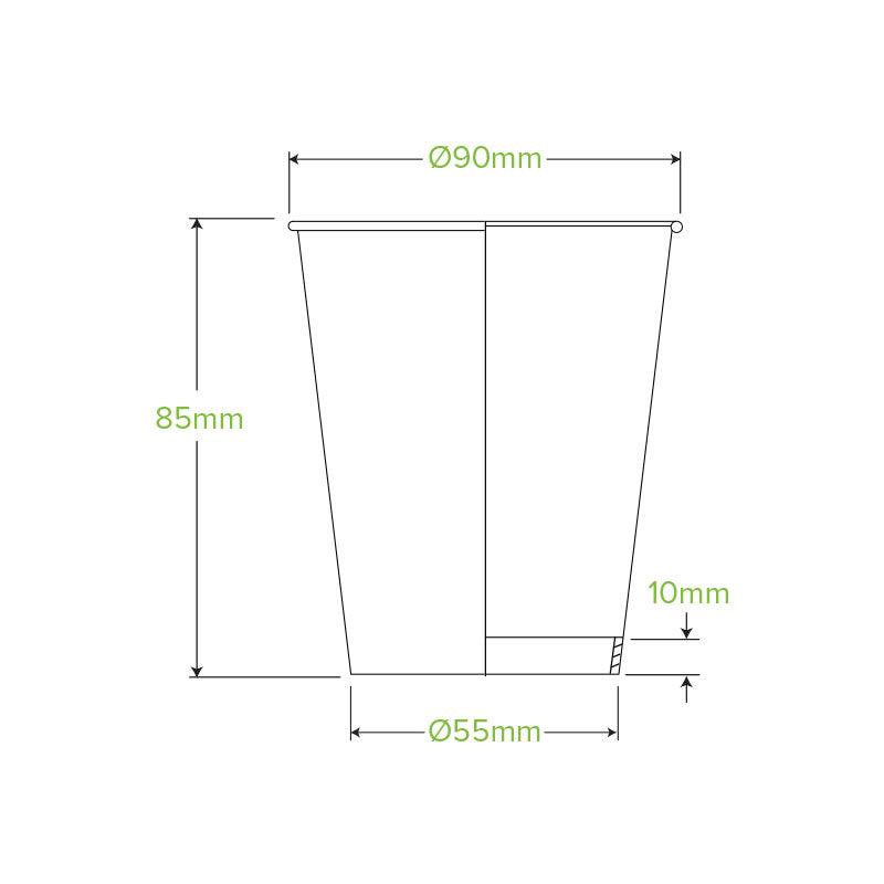 BioPak 8oz (90mm) Single Wall White BioCup.