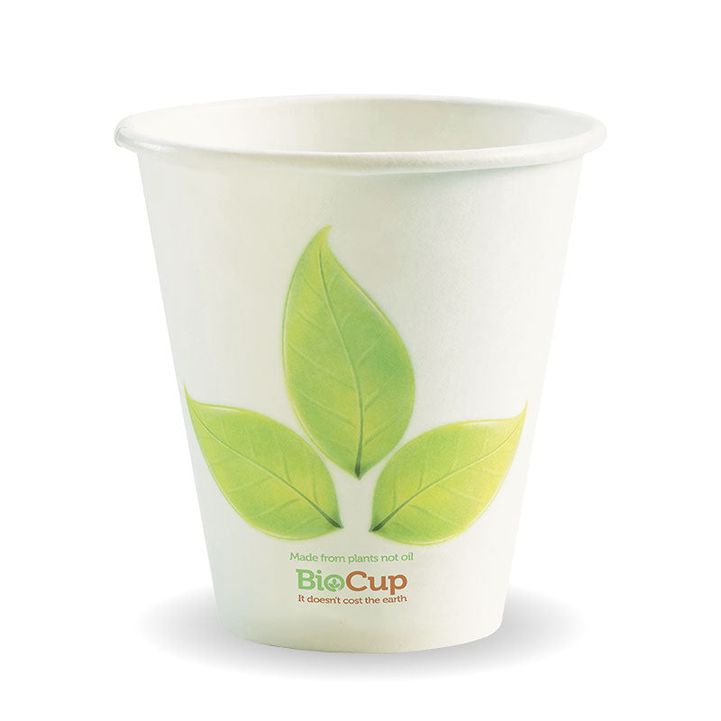 BioPak 8oz (90mm) Single Wall Green Leaf BioCup