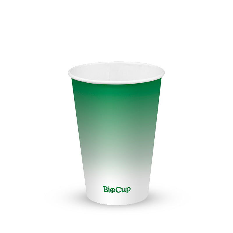 BioPak 420ml / 14oz (90mm) Cold Paper BioCups - green fade.