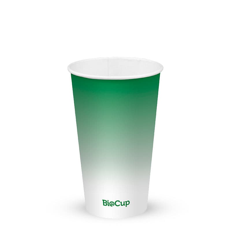 BioPak 500ml / 16oz (90mm) Cold Paper BioCups - green fade.