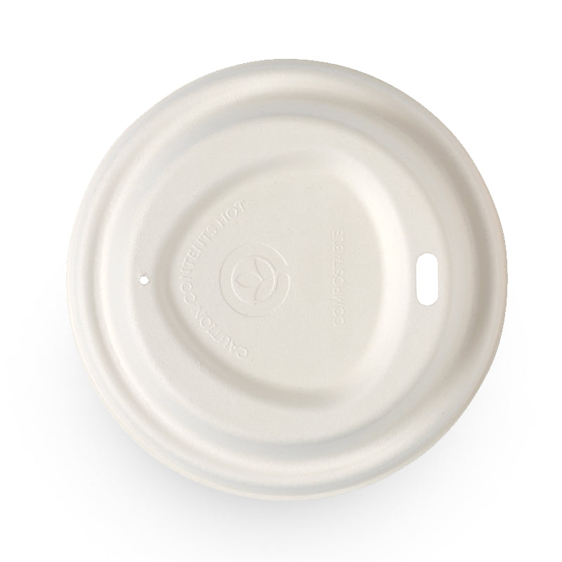 BioPak 90mm Large Sugarcane Home Compostable Takeaway Coffee Cup Lid.