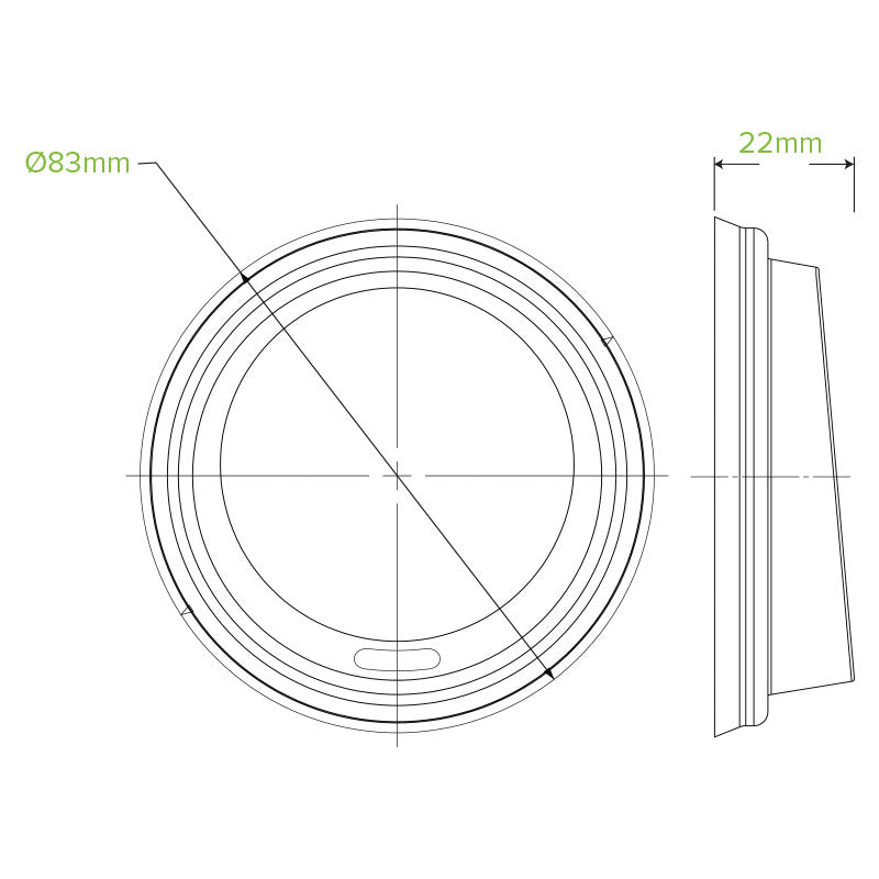 BioPak 6-12(80mm)oz BioCup PS Recyclable Lid.