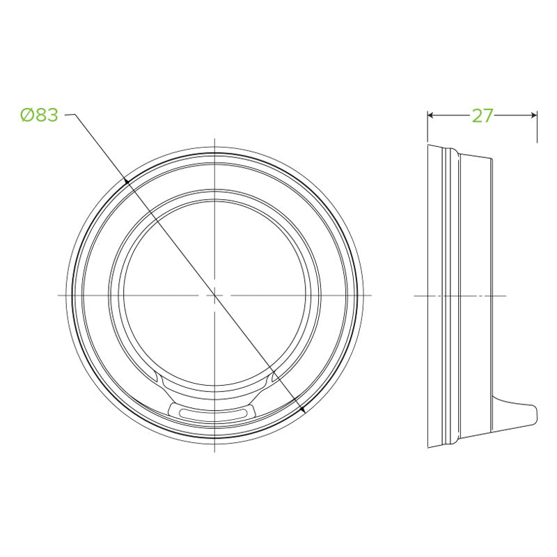 BioPak 6-12(80mm)oz BioCup PS Small Sipper Recyclable Lid.