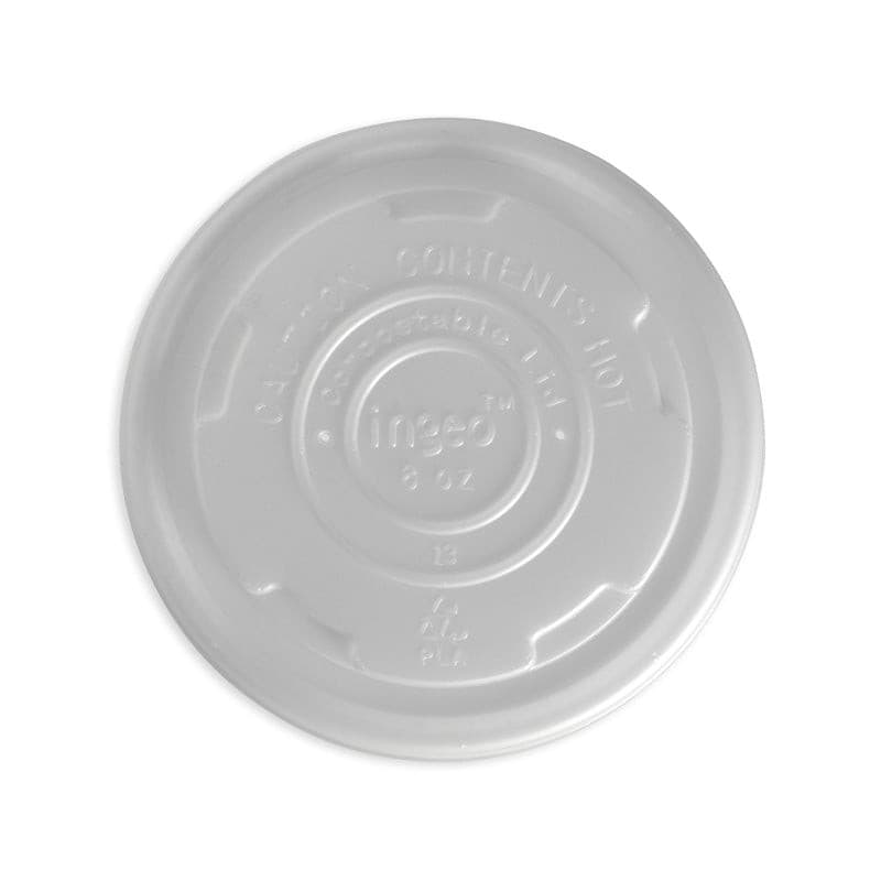 BioPak 8oz White BioBowl PLA Lid.