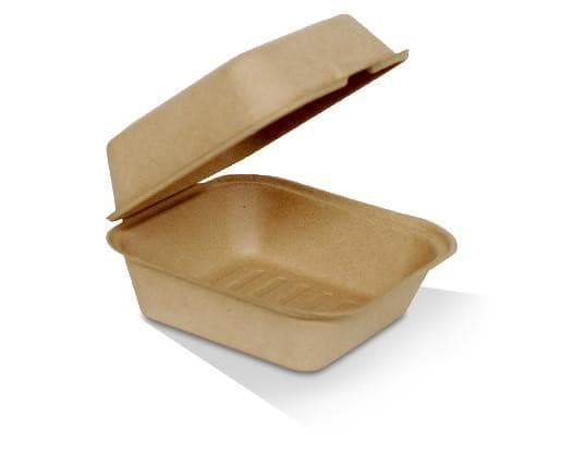 6" hamburger clamshell Takeaway Bamboo Burger Clam.