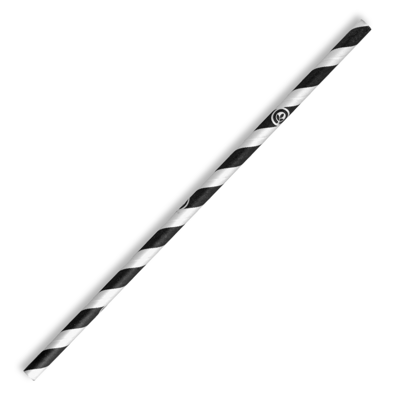 6mm Regular Black Stripe BioStraw