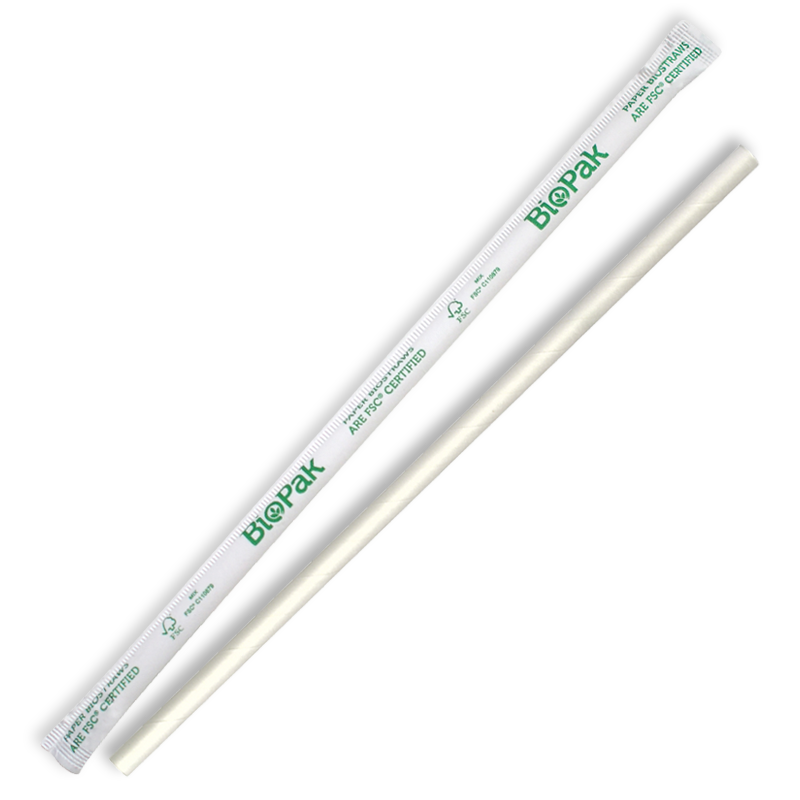 6mm Regular White Biostraw-Individual Wrapped