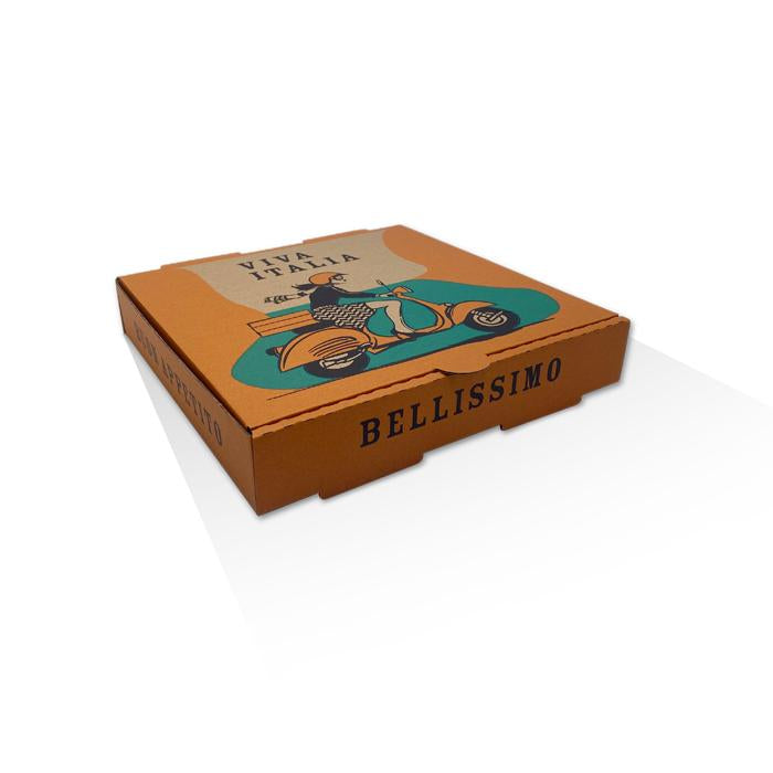 9 inch Pizza Box 100 Bundle (231x231x40 mm) Viva Italia - Green Mark Brand.