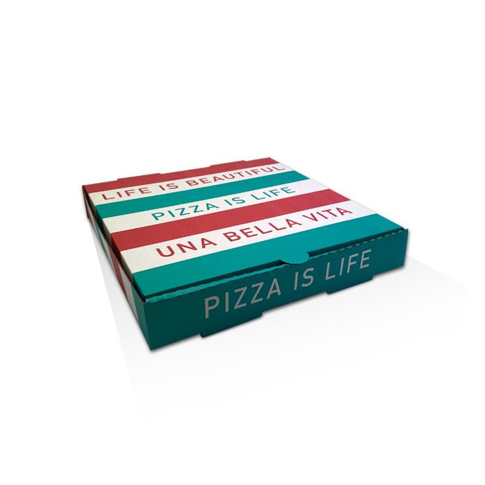 11 inch Takeaway Pizza Box 100 Bundle (280x280x40 mm) Pizza is Life - Green Mark Brand.