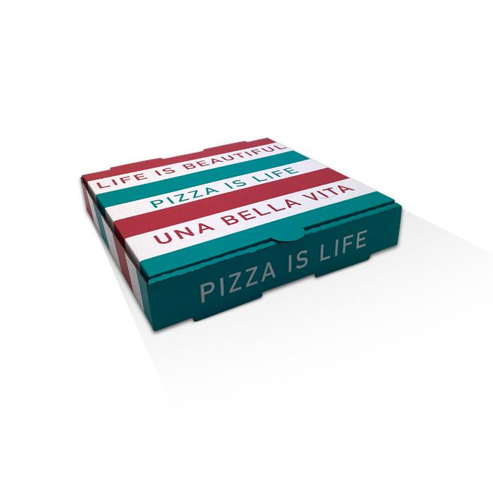 9 inch Takeaway Pizza Box 100 Bundle (231x231x40 mm ) Pizza is Life - Green Mark Brand.