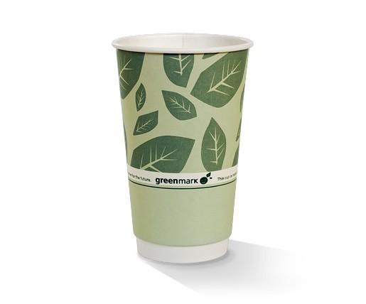 16oz PLA coated Double Wall Cup / green print.