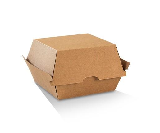 Disposable Hamburger Box / Brown Corrugated Kraft Paperboard  102x105x80 mm.