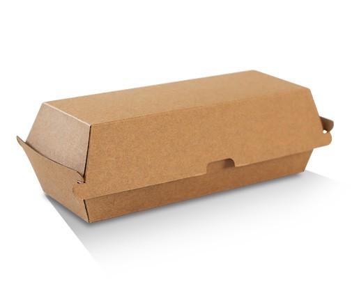 Hot Dog Box / Brown Corrugated Kraft / Plain.