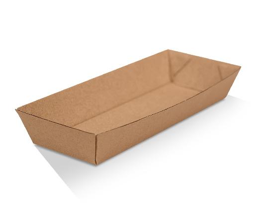 Hotdog Tray / Brown Corrugated Kraft / Plain.