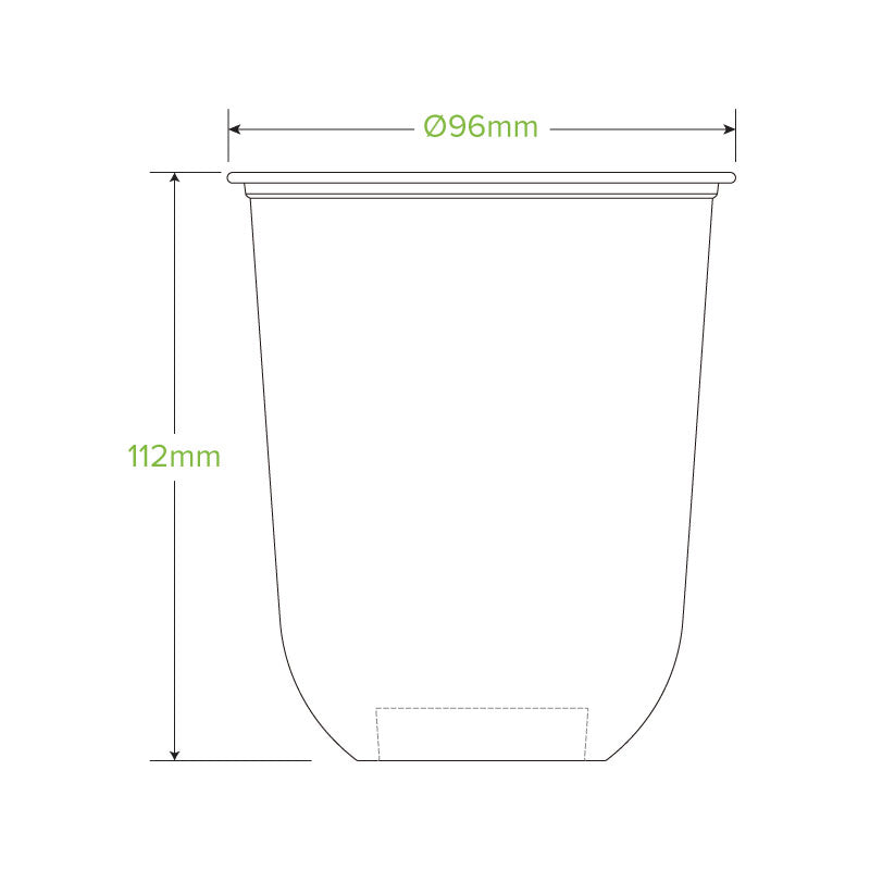 BioPak 500ml Clear Compostable Disposable Cold Drink Tumbler Cup.