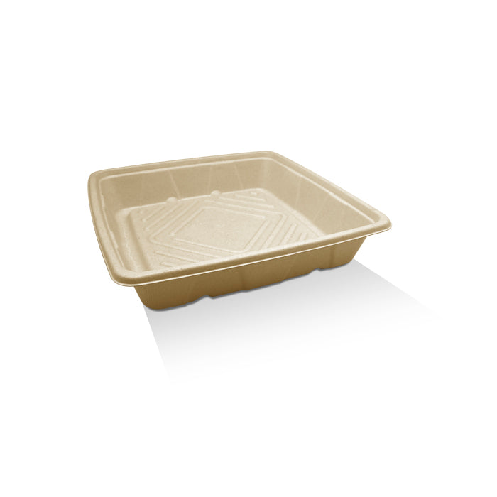 Unbleached Sugarcane Platter 10 inch square.