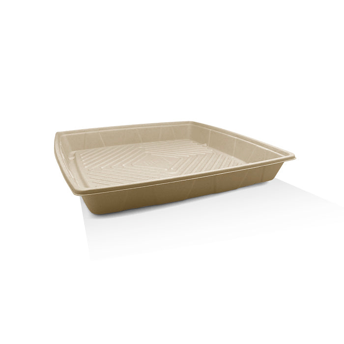 Unbleached Sugarcane Platter 16 inch square.