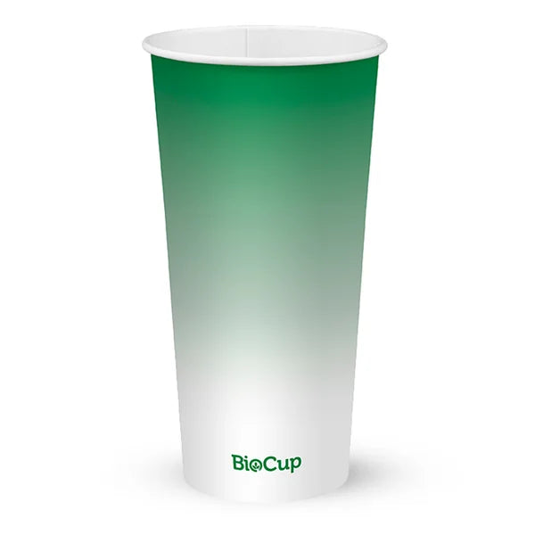 BioPak 960ml / 32oz (105mm) Cold Paper BioCups - green fade.
