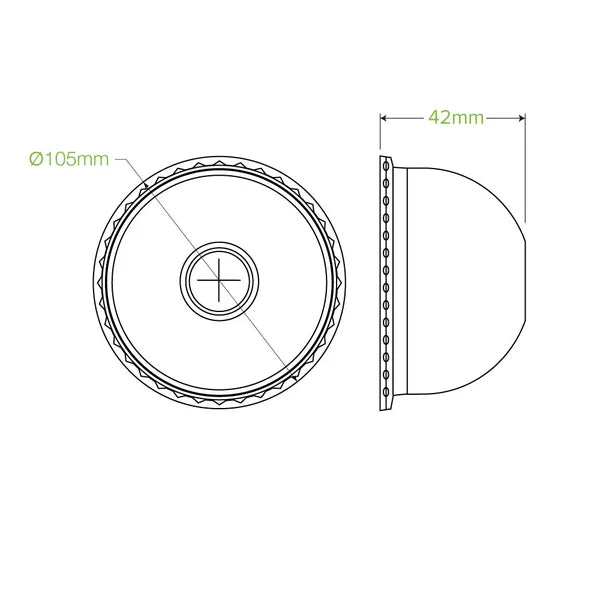 BioPak 105mm Cold Paper BioCup PET Dome Lid.