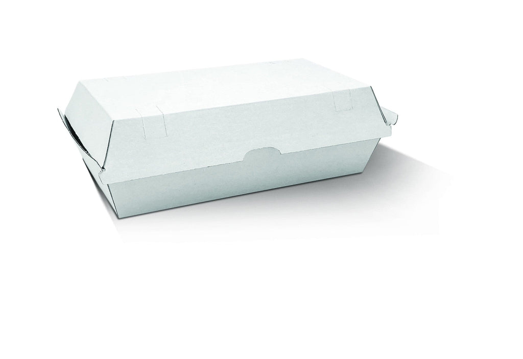 Greenmark Snack Box - Large / White Corrugated Kraft / Plain 205x106x76 mm.